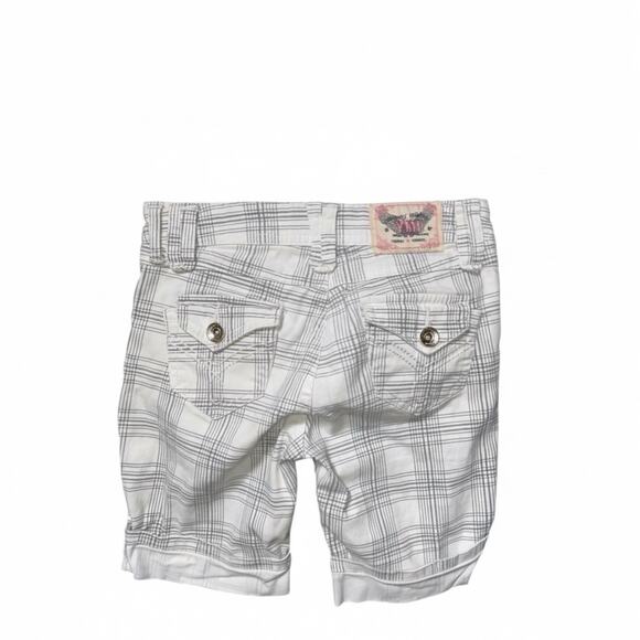 YMI GRAY/WHITE PLAID PRINT BERMUDA SHORTS MID- RISE SIZE 7 - Picture 2 of 8